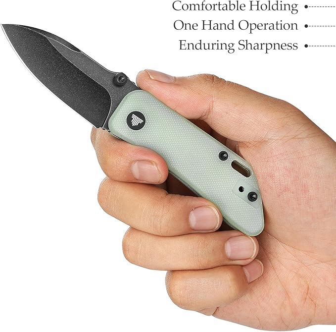 Folding EDC Knife for Men, Camping Pocket Knife with Clip，2.32" 14C28N Steel Blade，G10 Handle，Bootes-03B