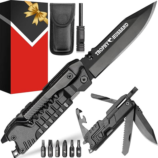 Gift for Husband, Trophy Husband 19 In 1 Multitool Knife, Gifts for Husband, Valentines Day, Christmas, Anniversary, Gifts for Husband from Wife, Husband Birthday Gift Ideas,Best Husband Gifts