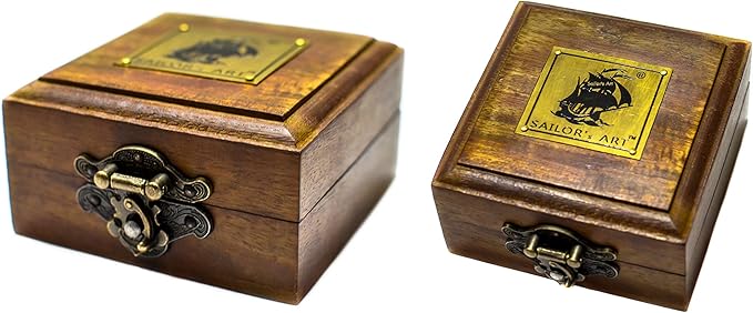 Sailor's Art Pocket Compass | Camping Travelling Equipment | Boat Brass Chain Compass with a Beautiful Quote| Nautical Navy Directional Compass | Table Top