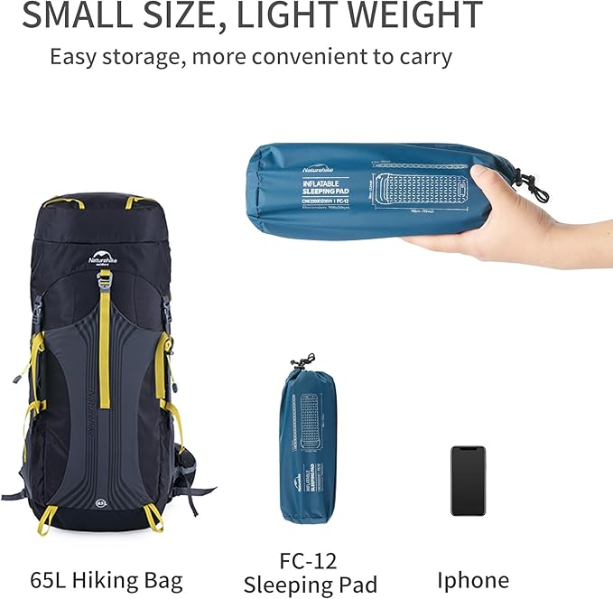 Naturehike Camping Sleeping Pad, Ultralight Inflatable Sleeping Mat with Pillow Built-in Pump, 2.6 Inch Lightweight Air Mattress for Backpacking, Hiking, Traveling, Blue