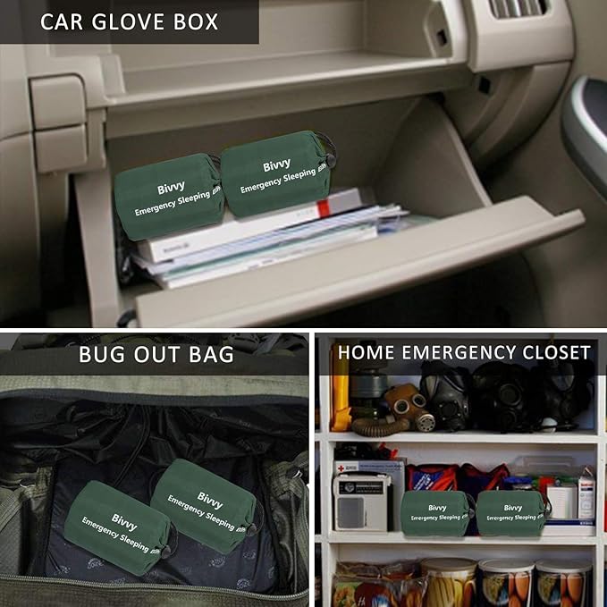 Zmoon Emergency Sleeping Bag 2 Pack Lightweight Survival Sleeping Bags Thermal Bivy Sack Portable Emergency Blanket for Camping, Hiking, Outdoor, Activities