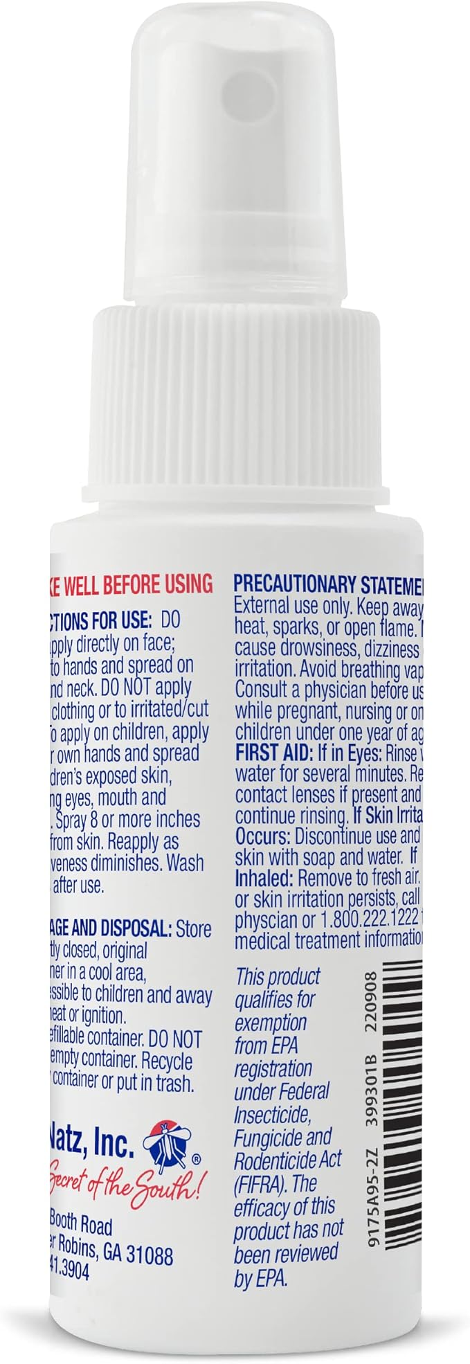 No Natz Botanical Bug Repellent, Effective for Gnat, Mosquito, and Biting Flies, Hand-Crafted and DEET-Free, Non-Greasy Formula, 2 Ounce Spray Bottle, 3-Pack