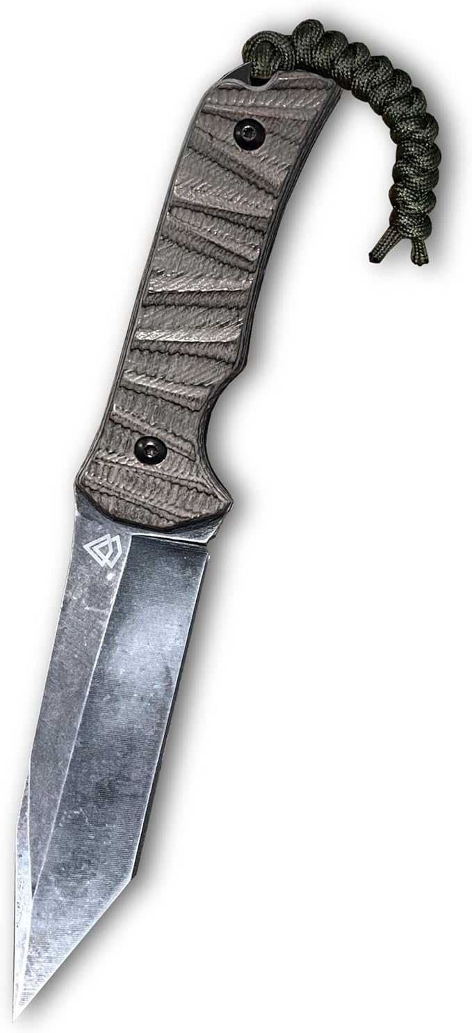 Black Sierra Japanese Tanto Knife Building Kit, Handmade Knife Kit w/Stonewashed Finished Steel Blade and Deluxe Leather Sheath, DIY Fixed Blade Gift for Men, Perfect for Father's Day Gift