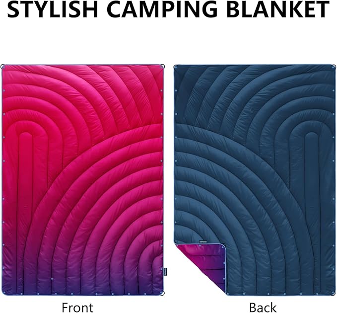 Camping Blanket,Packable Down Alternative Puffy Printed Camping Blanket Lightweight Outdoor Blanket for Camping,Traveling, Stadium, Hiking, Picnics