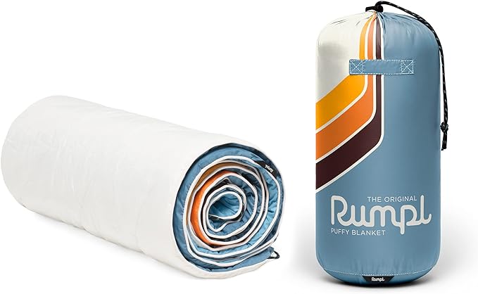Rumpl Original Puffy Blanket - Warm Puffy Camping Blanket, 100% Recycled Polyester Insulation, Lightweight, Packable, Water-Resistant, Outdoor Puffer Blanket, 52"x75", Easy Rider