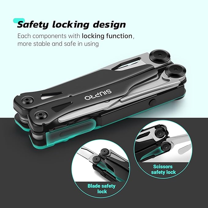 Multitool Pocket Knife with Clip, Multi Tool with Tactical Pliers and Utility Scissors, Multipurpose Survival Gear for Camping, Fishing, Work, Gifts for Men Women