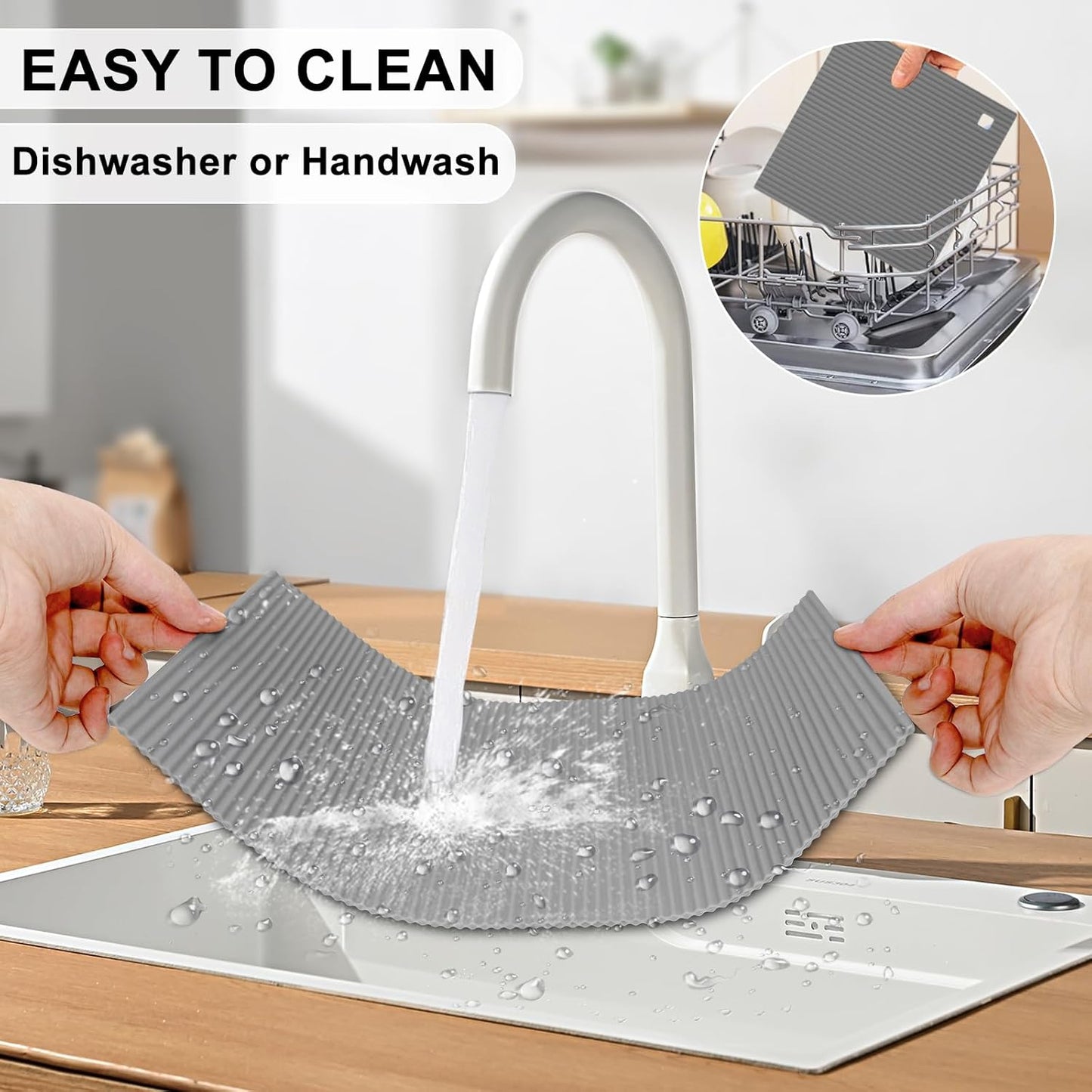 2 Pack 7'' x 7'' Trivets for Hot Dishes, Hot Pads for Kitchen, Silicone Trivets for Hot Pots and Pans, Hot Plates to Protect Table, Heat Resistant Silicone Trivet Grey