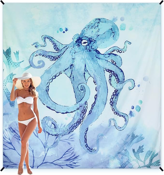 Beach Blanket, Sandproof Beach Mat, Waterproof Quick Drying Lightweight Outdoor Picnic Mat 79" X 83" for 2-4 Adults with Pocket for Travel, Camping, Hiking