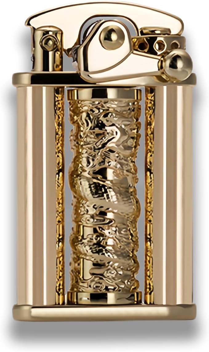 Cool Embossed Design Kerosene Wheel Lighter Refillable Eco-Friendly, Vintage Dazzling & Ultra-Cool, Unique for Men Candles Gift Camping BBQ (No Kerosene) (11#)