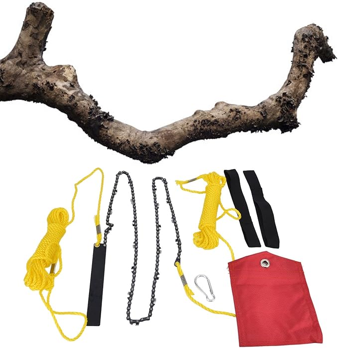 Atyhao , 48 Inch Tree Limb Hand Rope Chain Saw 63 Teeth Comfortable Handle High Hardness Folding Pocket Chainsaw for Tree Pruning