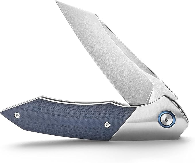 Folding Pocket Knife with Clip for Men, 3.5" 10Cr15CoMoV Blade, Steel Bolster & G10 Handle and Titanium Ring,Ball Bearings Pivot,Camping Outdoor EDC Fruit knife,Vul-03