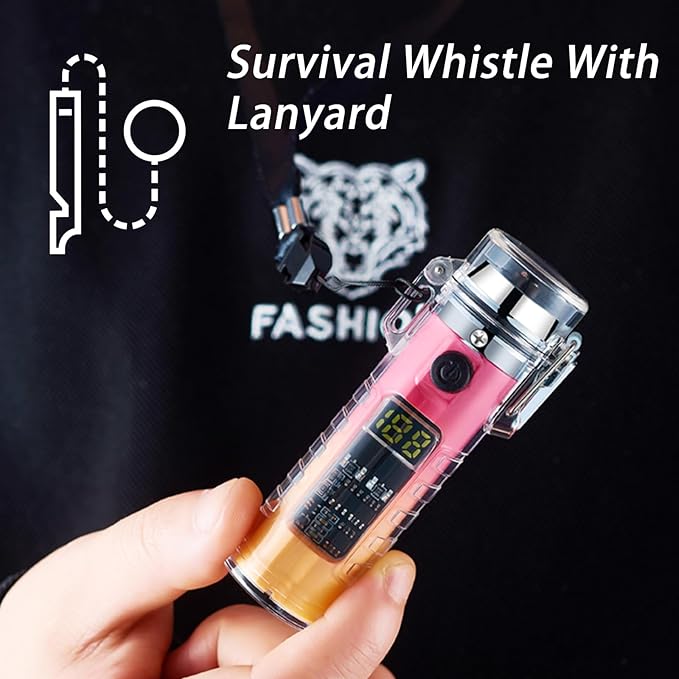 Portable Gradient Color Electric Lighter with Flashlight