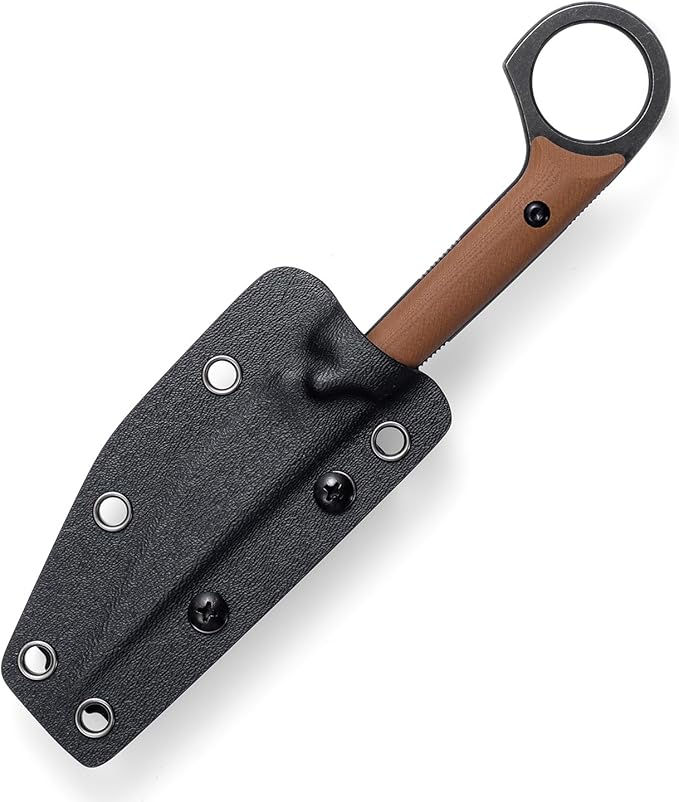 KS527 Fixed Blade Knife, D2 Blade G10 Handle for Men Women, with Kydex Sheath, Utility Knife for EDC Survival Hiking Camping Outdoor Everyday (Brown)