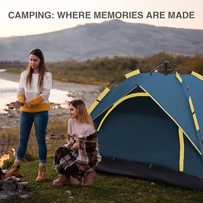 Instant Pop-Up Camping Tent, 2/3 Person Tents for Camping, Automatic Quick Open, Waterproof Windproof Tents, Easy Setup for Outdoor, Beach, Hiking, Backpacking, Traveling