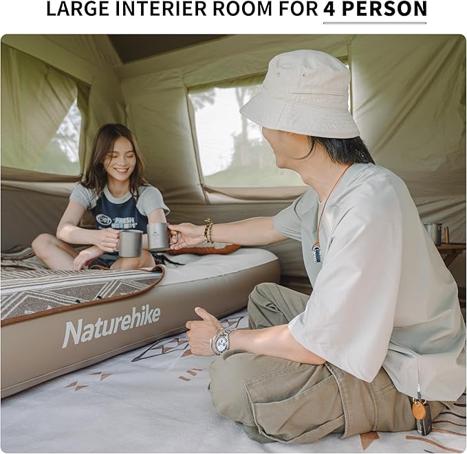 Naturehike Village Camping Tent,4/6/8 Person Tents for Camping, 60S Easy Setup Instant Tent for Family Camping, Car Camping