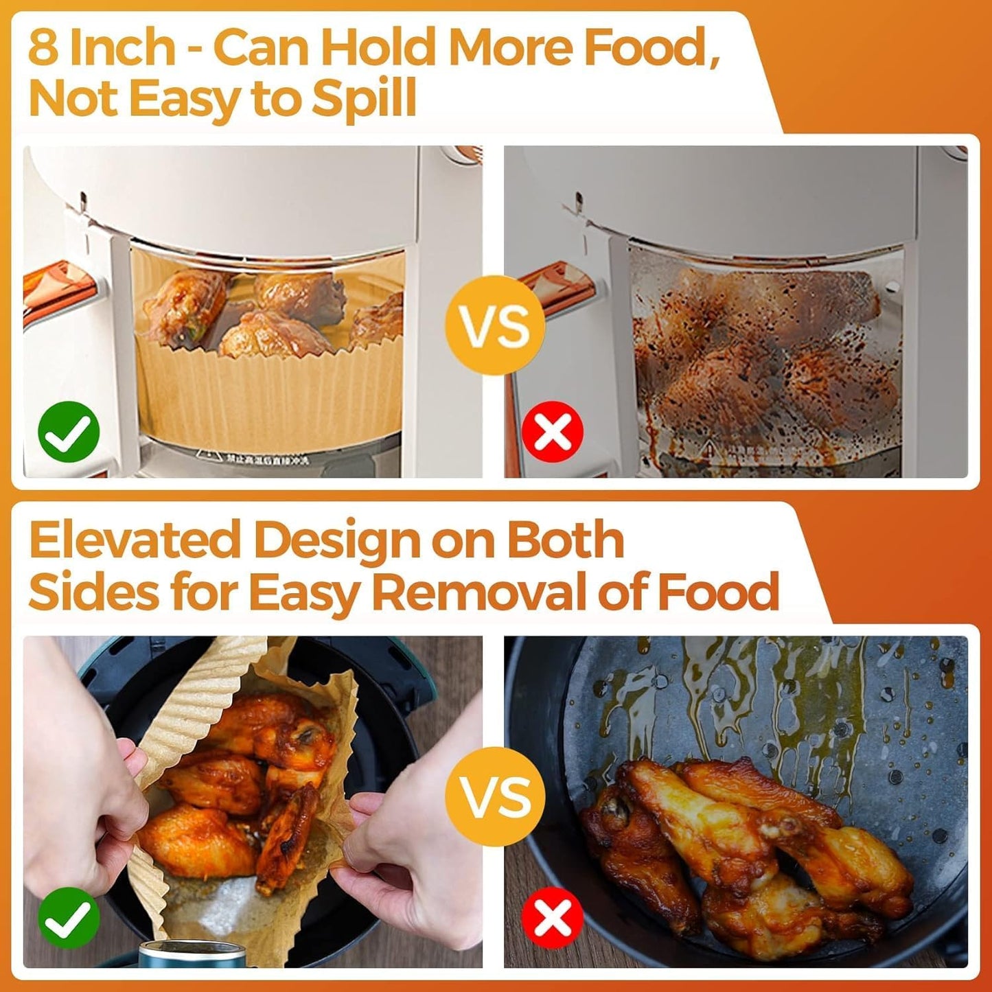 100Pcs Air Fryer Paper Liners Disposable, 8 Inch Max Xl Large Cooker Air Fryer Disposable Paper Liners, Oil Proof Parchment Sheets Round Basket Bowl Liner for Baking