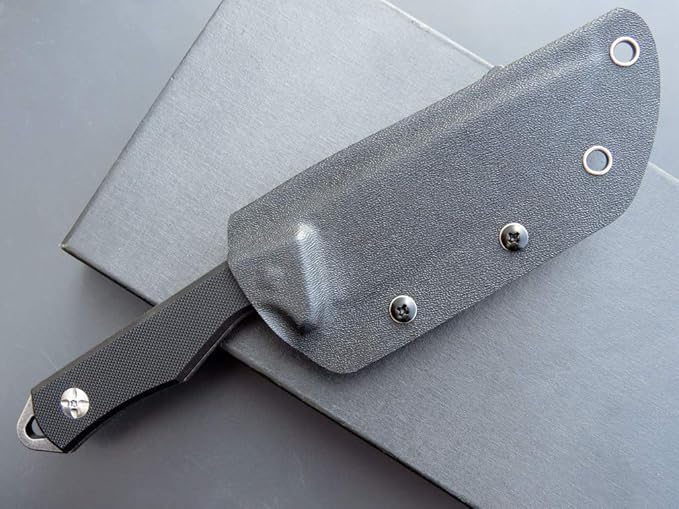 Eafengrow EF107 Fixed Blade Knife D2 Steel Blade Knife with Kydex Sheath G10 Handle Compact Outdoor Field Utility Knife (Black)