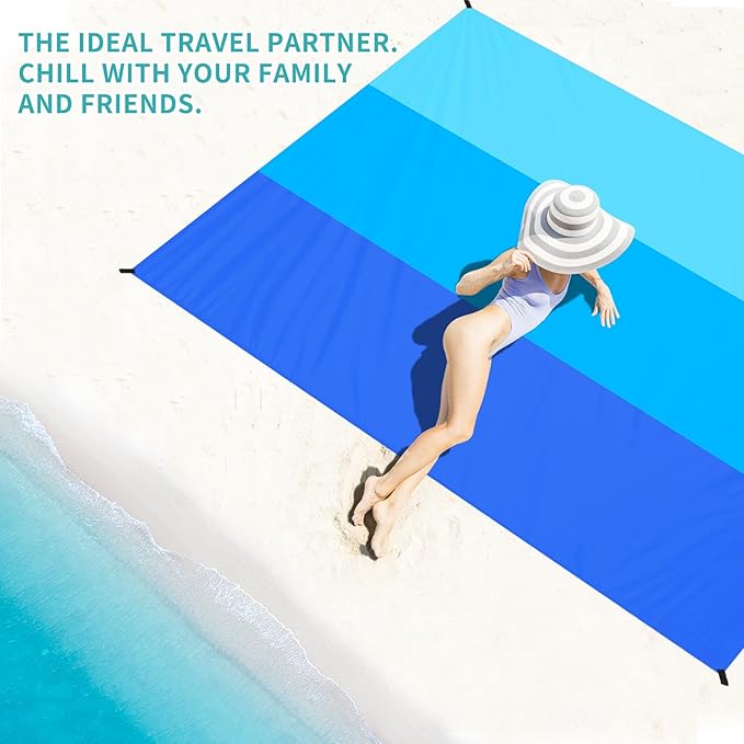 BYDOLL Beach Blanket Sandproof Waterproof 78''×110''1-7 Adults Compact Lightweight Oversized Beach Blanket Large Picnic Mat Beach Blanket for Travel Camping Hiking Picnic