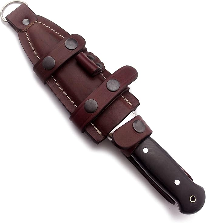 GCS Handmade Handle D2 Tool Steel Tactical knife Hunting Knife Camp Knife with leather sheath Full tang blade designed for Hunting & EDC GCS 314