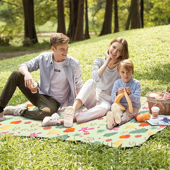 Picnic Blanket, Outside Baby Blanket, 3-Layer Picnic Mat for Camping, 59"x79" Extra Large Waterproof Sand Proof Camping Blanket, Lightweight Folding Portable Travel Blanket Wipable