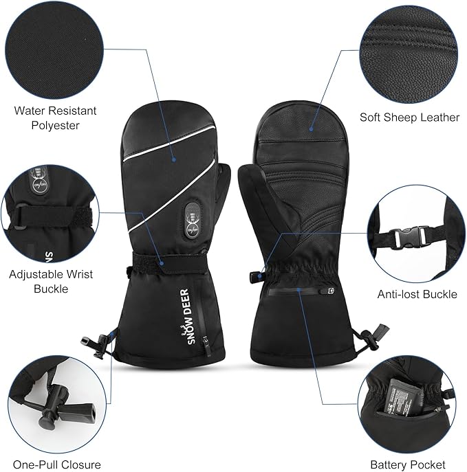 Heated Mittens Gloves Men Women - 7.4V 2200MAH Electric Rechargeable Battery Gloves for Winter Skiing Skating Snow Camping Hiking Heated Hand Warmer Gloves