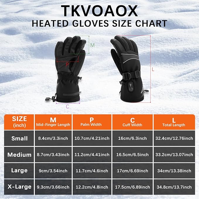 Heated Gloves for Men Rechargeable, 7.4V Heated Gloves Women, 5000mAh Battery Waterproof Touchscreen Electric Heated Gloves for Motorcycle Skiing Hunting Camping