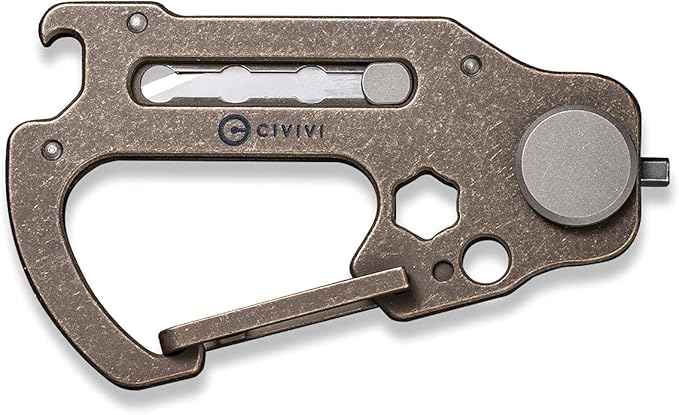 CIVIVI Polymorph Titanium Carabiner Multi-Tool with Utility Blade, Bottle Opener, Screwdriver C20045-2