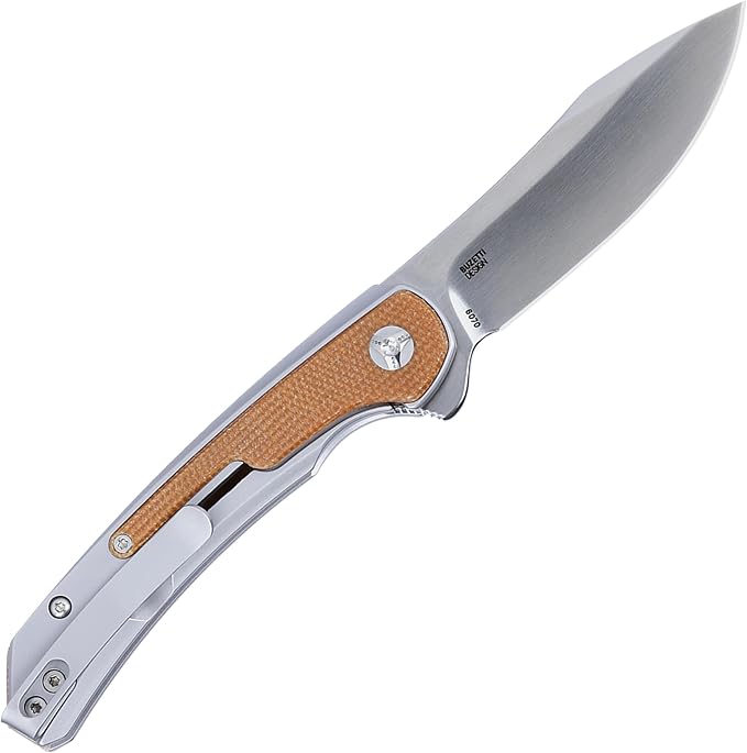 CRKT Padawan Everyday Carry Folding Knife: Drop Point with 14C28N Steel Blade, Stainless Steel Handle w/Micarta Overlays, Frame Lock, 6070