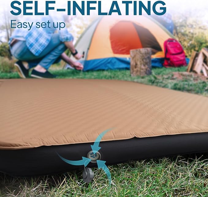 LOSTHORIZON Air & Foam Camping Mattress, Self-Inflating Sleeping Pad, 4.5" Thick, with Pump Sack, Twin