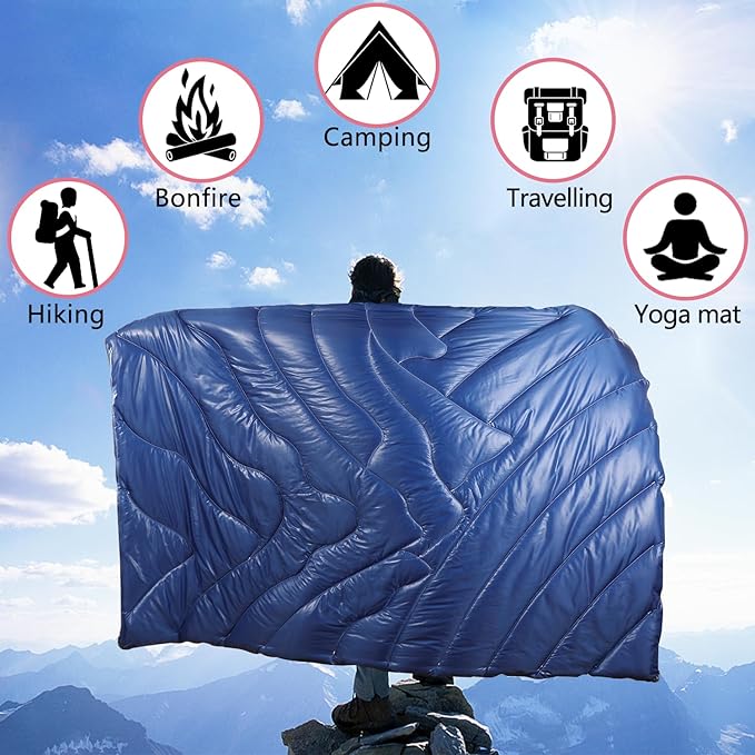 HANYUN Camping Blanket - Outdoor Travel Blanket, Waterproof Quilt for Camping, Stadium, Hiking, Beach Trips, Concerts& Festival - 52"x75" Mountains Quilting Blanket