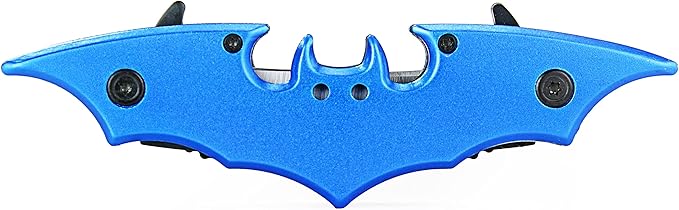 Dark Twin Blade Knife - Double Edge Folding Pocket with clip, 11" Stainless Steel Two Sharp Cut (Blue)