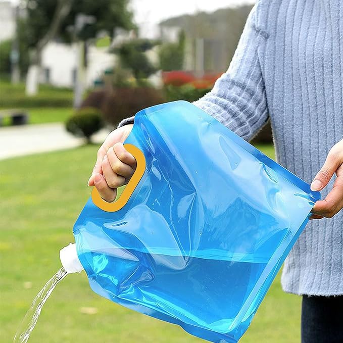4 PCS Collapsible Water Container Bag 10L/2.6 Gallon, No-Leak Freezable Foldable Water Bottle, BPA Free Food Grade Plastic Storage Jug for Camping Hiking Travel Backpack Emergency Survival Kit