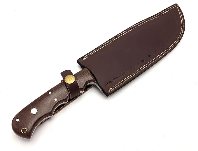 Nooraki BK352 Handmade Fixed Blade Hunting Knife with Leather Sheath, Multipurpose Knife with Micarta Full Tang Handle for Everyday Carry, Outdoor Camping & Hunting, 15" Length