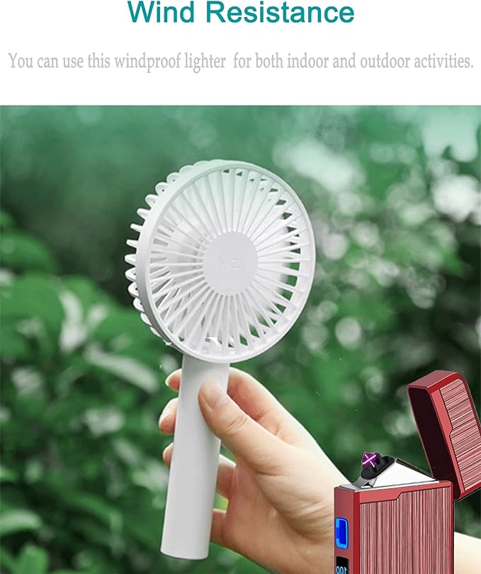 Electric Lighter, USB Rechargeable Lighter, Plasma Dual Arc Lighter, Windproof Flameless Lighter, Pocket Metal Lighter with LED Battery Indication for Candles, Incense, Camping (220mAh, Red)