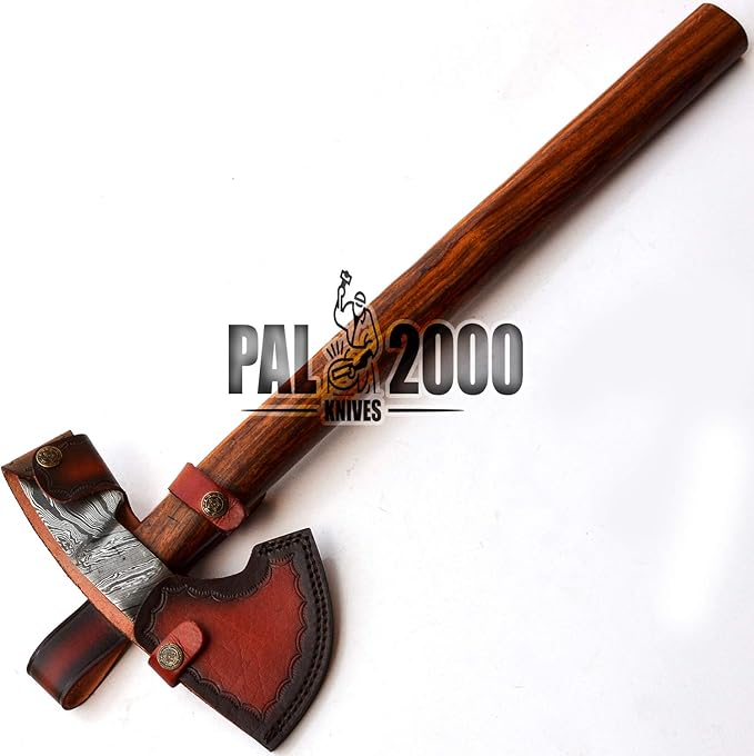 AX-9810 Custom Handmade Viking Hatchet Axe Damascus Steel Bearded Axe Camping Tomahawk Battle Axe with Sheath