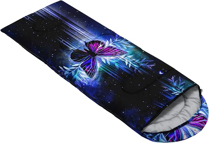 AILONEN Kids Floral Cat Camping Sleeping Bags,Lightweight & Waterproof,3 Season Warm & Cool Weather,Kawaii Kitten Sleeping Bags for Girls Adults,Travelling,Outdoors