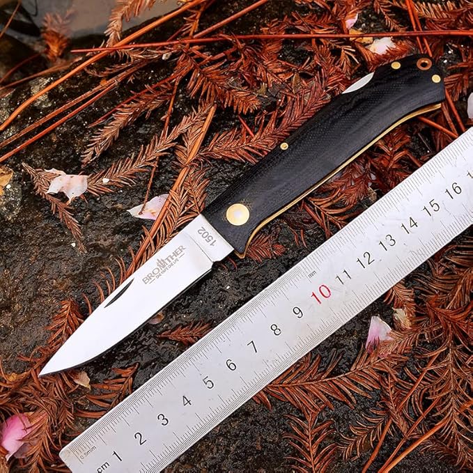 Watchman Brother 1502 Floding Knife 440C Blade G10 Brass Drop Point