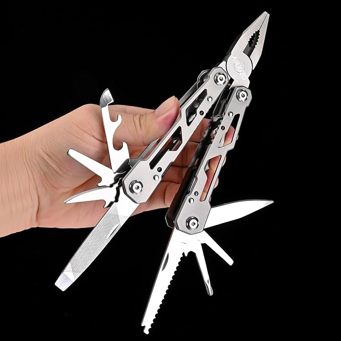Multitool, 15-in-1 Stainless Steel Multi Tool, Folding Pocket Plier with Nylon Sheath, Perfect for Outdoor, Survival, Camping, Hiking, Simple Repair, Gift for Men, Dad, Husband