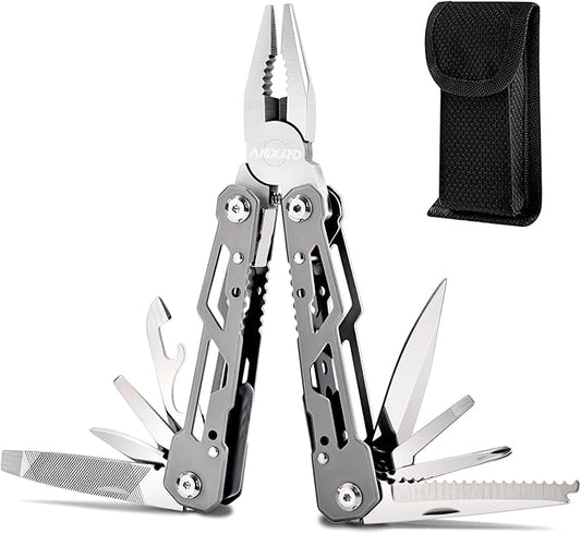 Multitool, 15-in-1 Stainless Steel Multi Tool, Folding Pocket Plier with Nylon Sheath, Perfect for Outdoor, Survival, Camping, Hiking, Simple Repair, Gift for Men, Dad, Husband