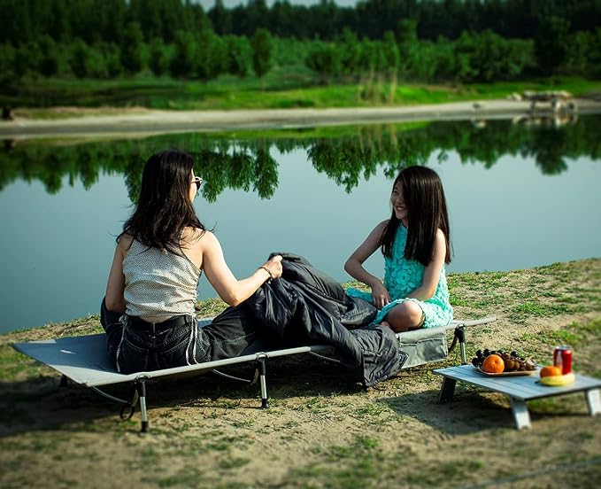 iClimb Super Easy Assemble Folding Cot Ultralight Compact Heavy Duty with Carry Bag for Adults Camping Backpacking (Black, Mesh)