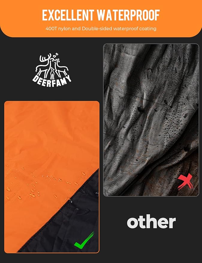 DEERFAMY Outdoor Pocket Blanket(71x43), Waterproof Windproof Picnic Blanket Folding Packable Blanket with Triangular Sand Pocket, Eco-Friendly Blanket for Hiking, Camping, Beach and Concert, Black