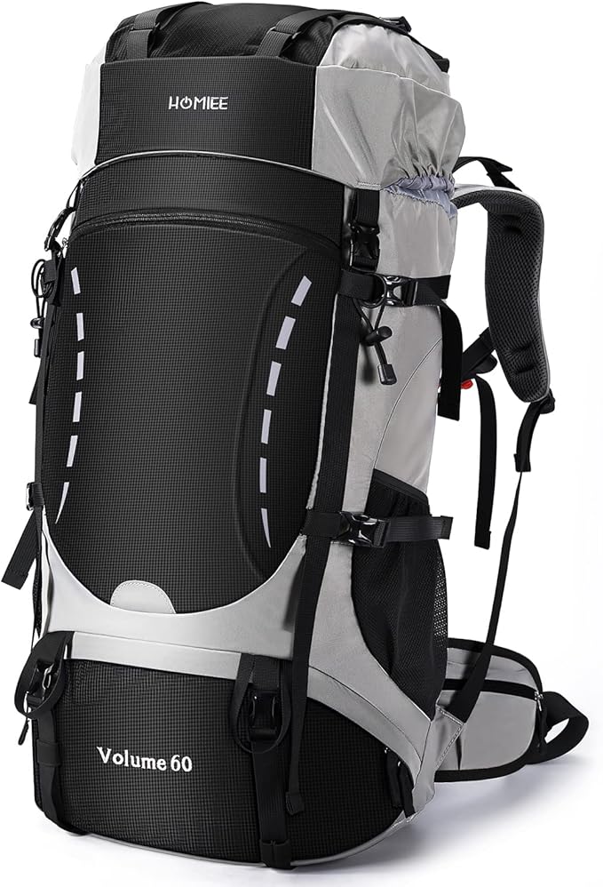 HOMIEE 50L Hiking Backpack Travel Bag Waterproof Camping Backpack with Rain Cover Lightweight Backpacking Backpack Rucksack
