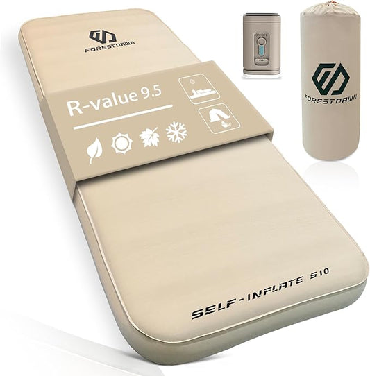 Self Inflating Sleeping Pad,4" Extra Thick Memory Foam Camping Pad, 60S Fast Air Self-Inflating Camping Mattress Pads, 4 Season Sleeping Mat for Camping Rooftop Tent Car Truck Van