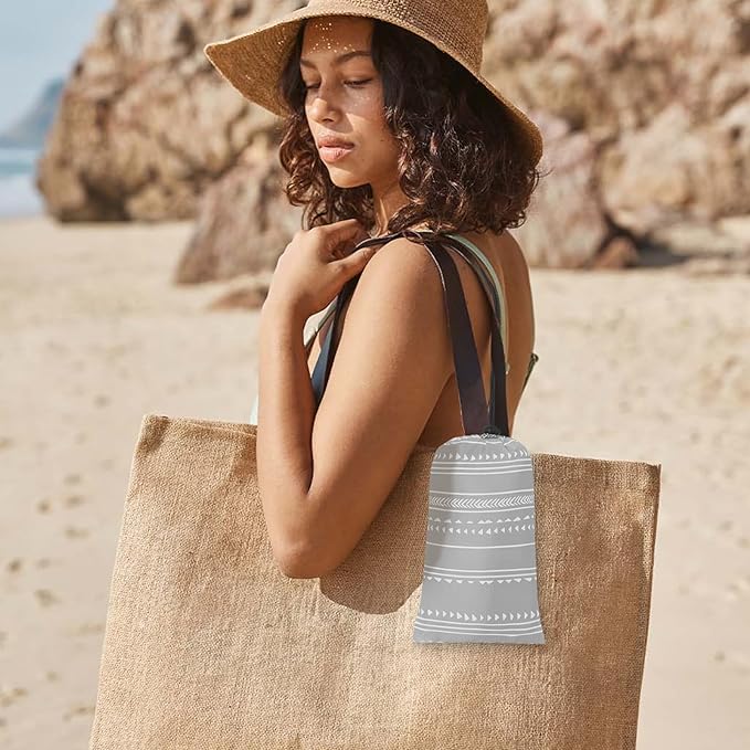 78''×86'' Large Beach Blanket for 4 Adults, Outdoor Beach Mat Sand Proof Waterproof with 4 Stakes & 4 Corner Pockets, Polyester Lightweight Comapct Grey Picnic Mat for Travel, Camping, Hiking