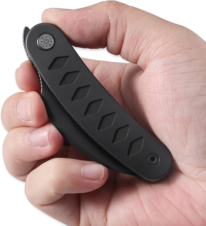 Knife Kage-C03 Front Flipper Knife,2.52" M390 Stonewashed Blade Pocket Knife,3.39" 6AL4V Titanium Handle,Ceramic Ball Bearing with Liner Lock,Outdoor Folding Knife (Black)