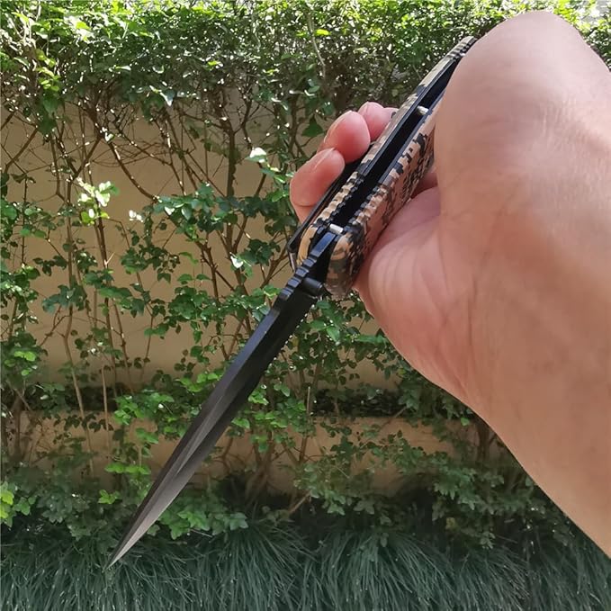 Tactical Folding Pocket Knife G10 Handle Sharp Tanto Blade Spring Assisted Military Knives EGA Elite Survival (Desert Tan)