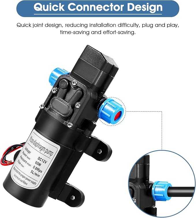 Water Pressure Pump 12v, Rv, Water Diaphragm Pump, 116psi Self-priming Oil Transfer Pump Electric Extractor for Caravan Camping Boat
