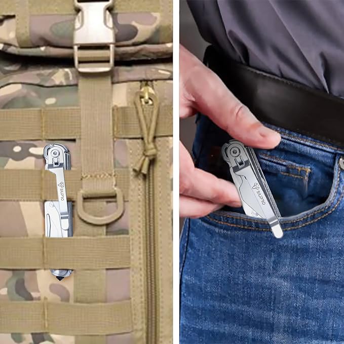 9 in 1 Multitool Pocket Knife Set for Men, Survival Small Multi Tool Scissors with Clip, Tactical Gear for Camping, Outdoor, Fishing, Car, Work, Gifts Ideas