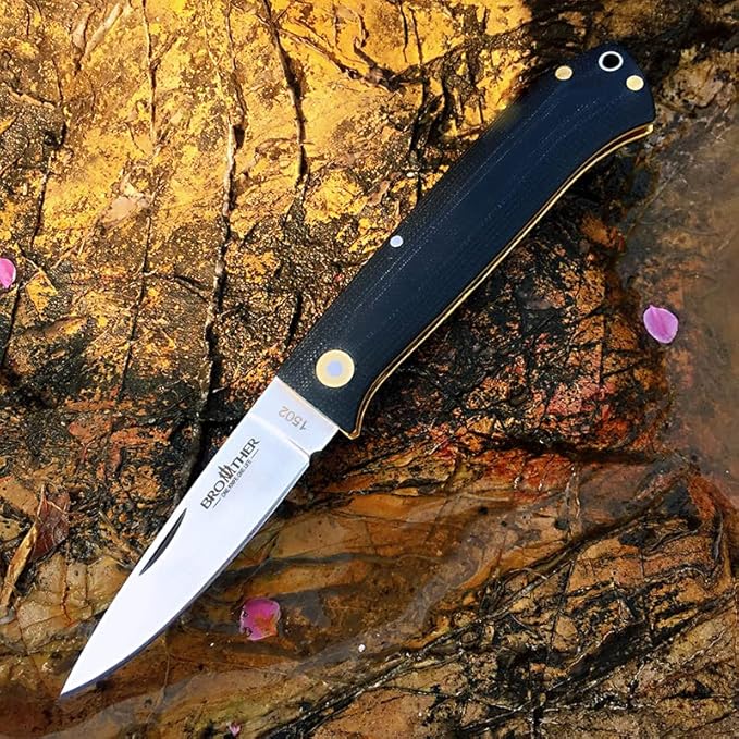 Watchman Brother 1502 Floding Knife 440C Blade G10 Brass Drop Point