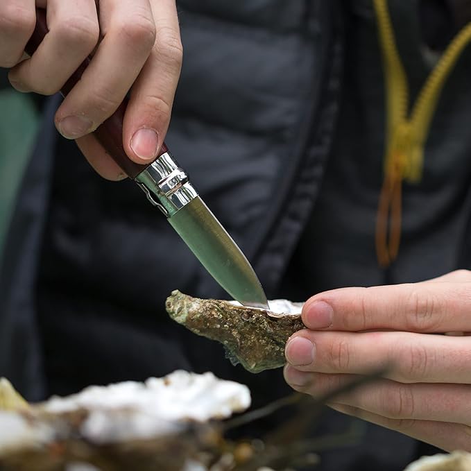 Opinel No.09 Stainless Steel Folding Oyster & Shellfish Knife with Padouk Handle